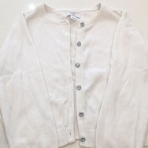 Elegant White Button-Up Girls Sweater